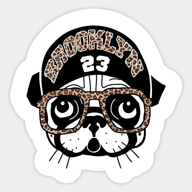 Spike lee brooklyn hip hop pug Sticker by yumiyoshi4